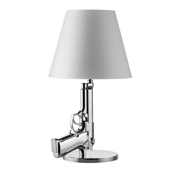 xcelsior, flos, philippe starck, dizaina lampa, gun lamp, galda lampa